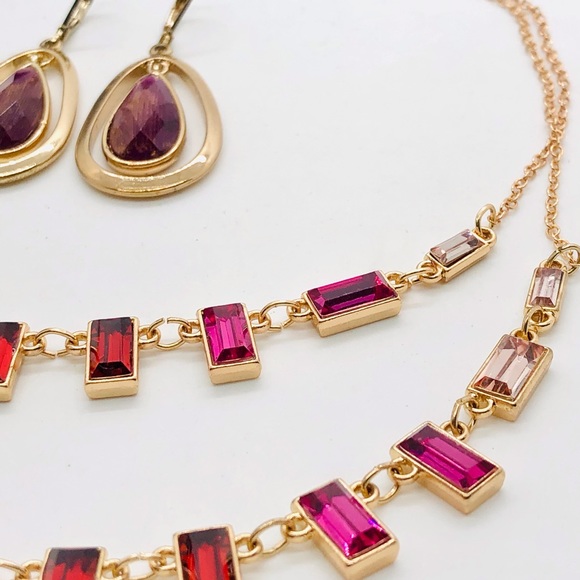 Modern vintage Ombré crystal statement necklace & earrings - Picture 12 of 15